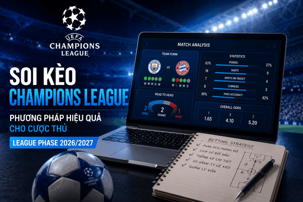 Phương pháp soi kèo Champions League League Phase UEFA 2026/2027 cho cược thủ 3 phương pháp đặt kèo